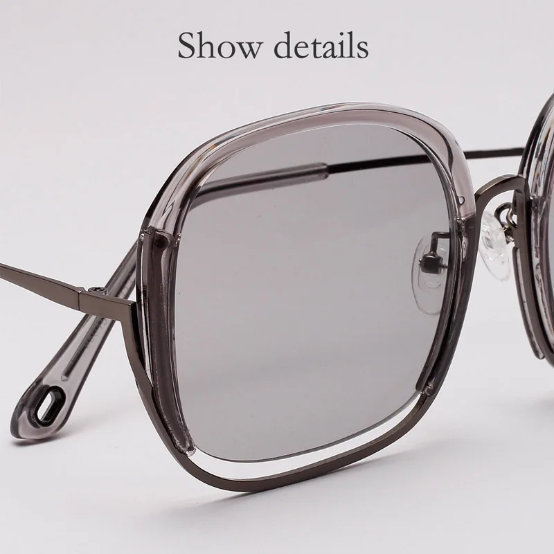 Retro Semi-Uindfattede Square Solbriller Kvinder Farverige Billeder Overdimensionerede solbriller Luksus Rejser Kørsel Brillerne Nuancer UV400