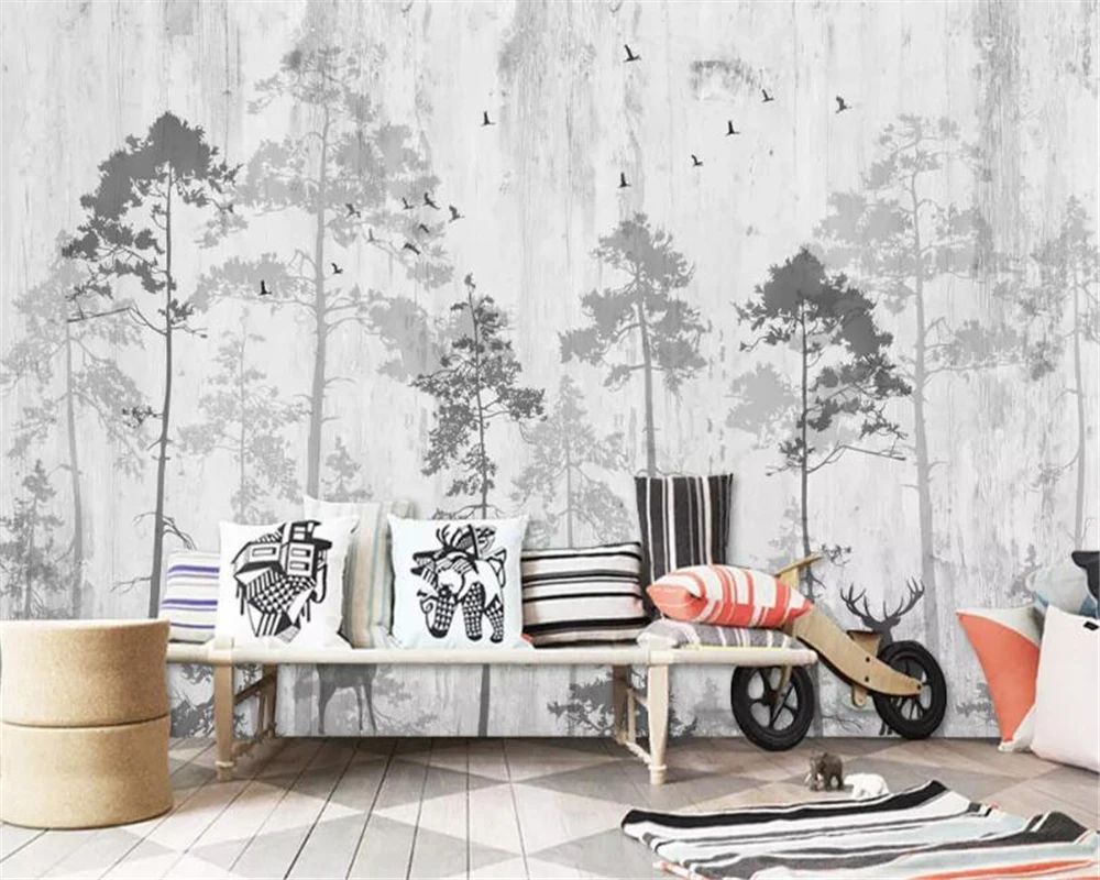 Beibehang Brugerdefinerede foto tapet vægmaleri hånd-malet Sydøstasien skoven elk TV baggrund væggen papel de parede 3d tapet