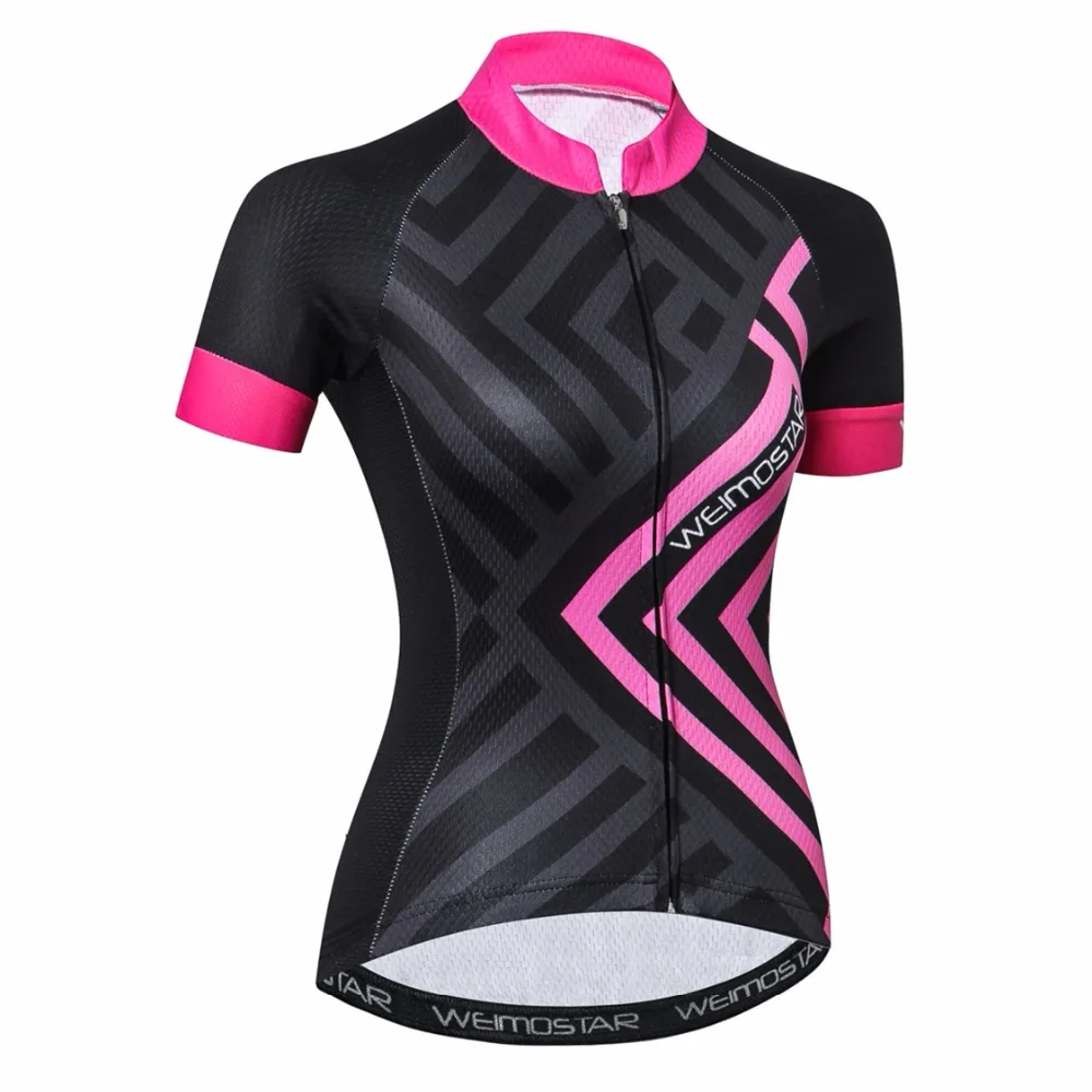 Weimostar Trøje kvinder Cykel Trøjer 2019 vej MTB cykel kortærmet Skjorte Ropa Ciclismo maillot Åndbar Sort Pink