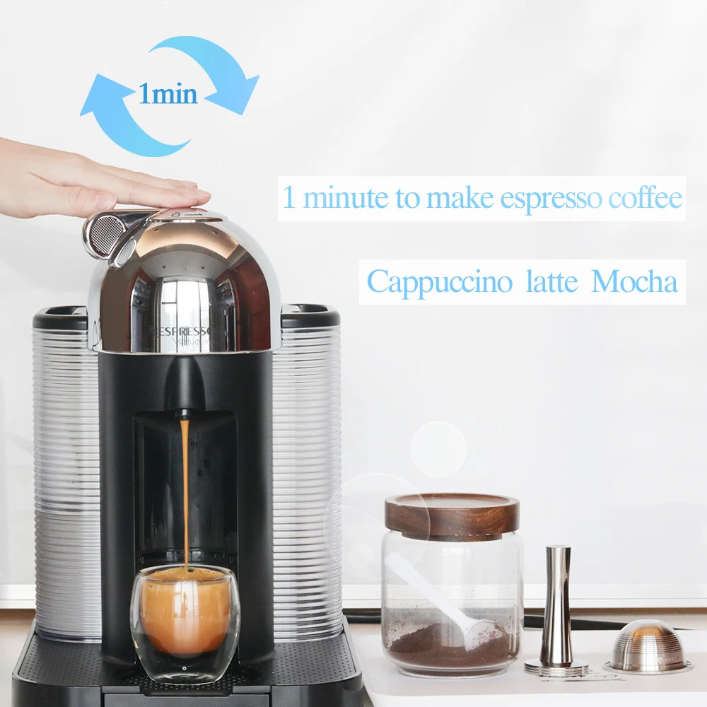 ICafilas Stianless Stål kan Genbruges Stor KOP Til Nespresso Vertuo Og Kapsel Filter Espresso Vertuoline