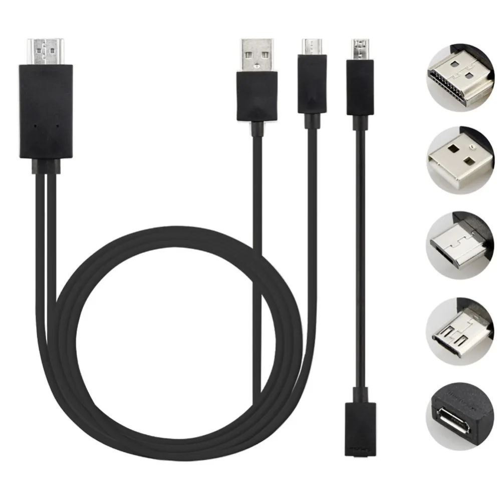 Eshowee 5 Pin & 11 Pin Micro USB MHL til HDMI og 1080P HD-TV Kabel-Adapter til din Android-Telefon, TV, PC, Bærbar 2M Hot