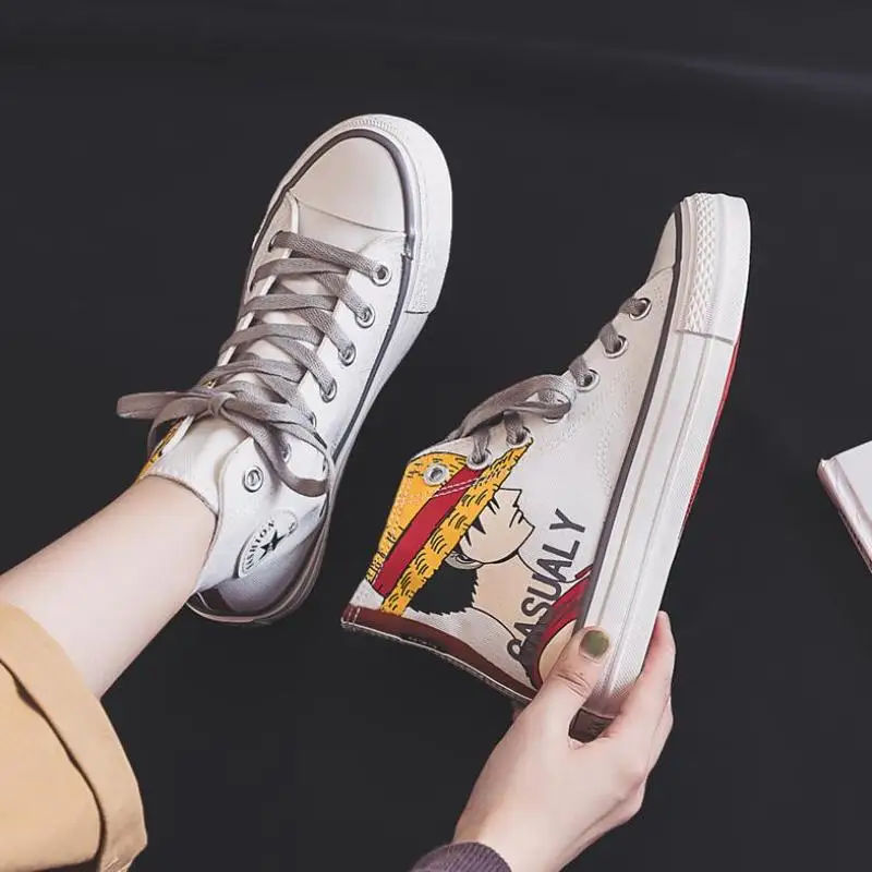 Sneakers Kvinder Lærred Sko Shine Lysende Effekt Casual Sko Ny Kvinde Høj Qualiy Fashion High-top Tegnefilm Doodle Loafers