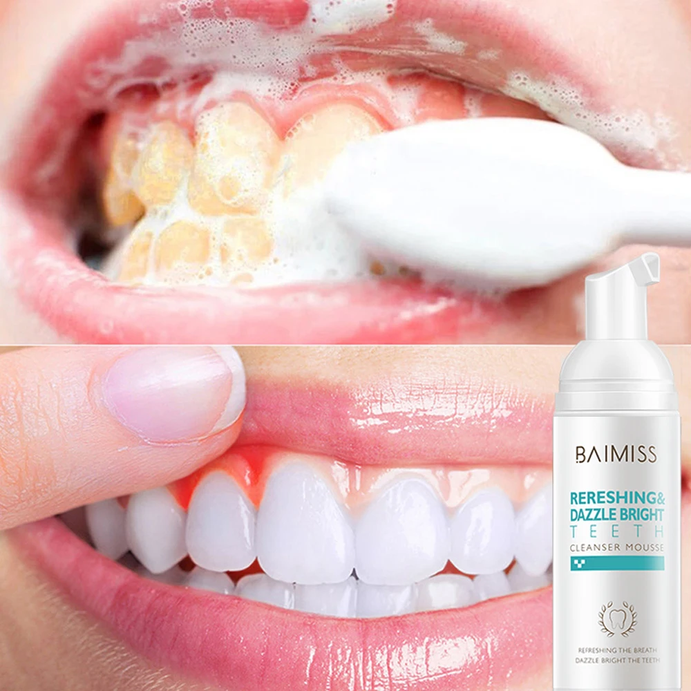 BAIMISS Tandblegning Mousse Tandpasta Tand-Rensning Frisk Lysende mundhygiejne Fjerner Plak Pletter Dårlig Ånde Dental Værktøj