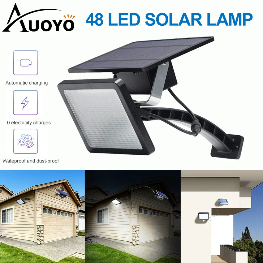 Auoyo 48 LED Solcelle væglampe Udendørs Belysning Sikkerhed Lamper med Justerbar Belysning Vinkel Led Dusk til Dawn Belysning
