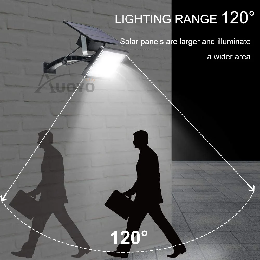 Auoyo 48 LED Solcelle væglampe Udendørs Belysning Sikkerhed Lamper med Justerbar Belysning Vinkel Led Dusk til Dawn Belysning
