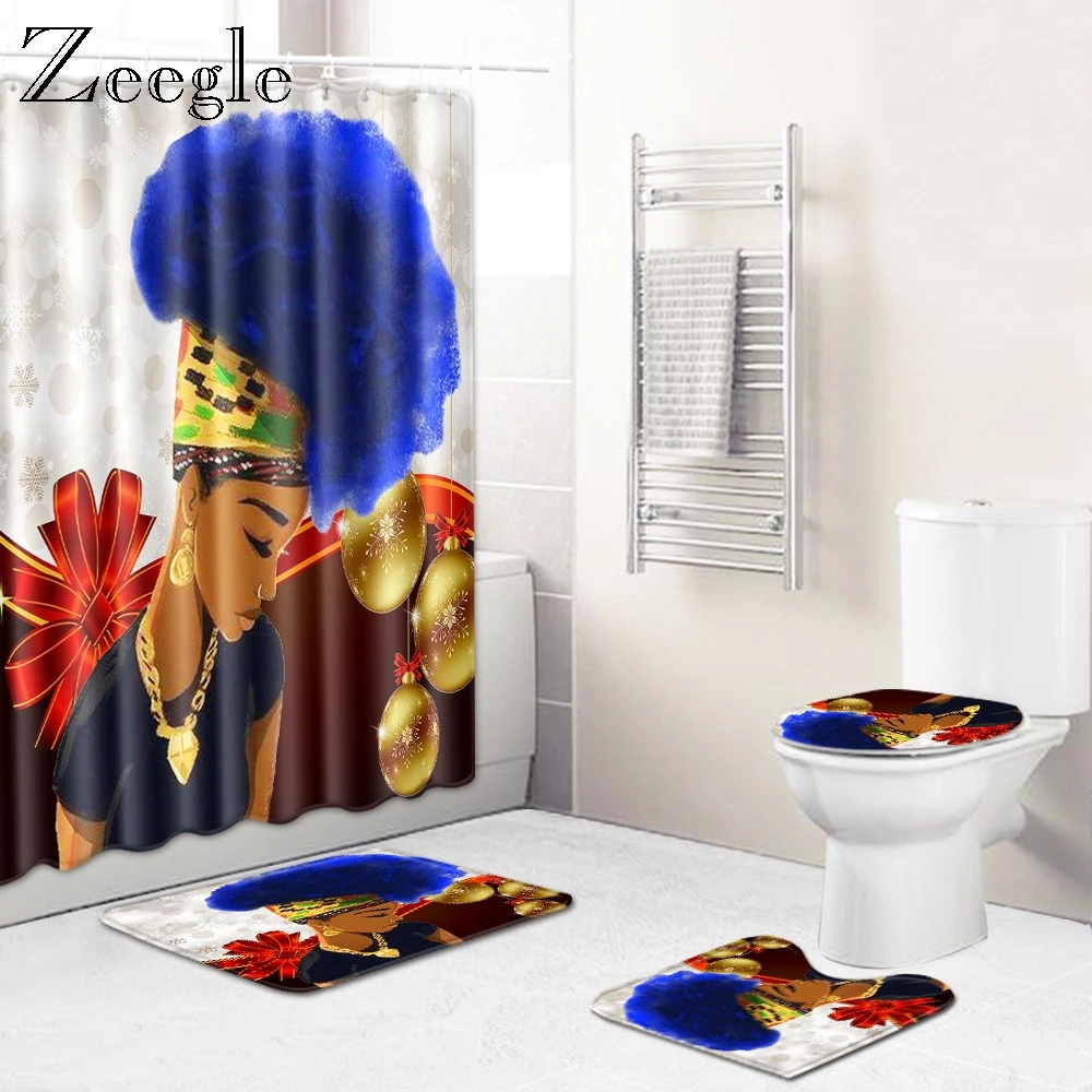 Zeegle Kreative Afrika Kvinder Badeværelse Mat Trykt Toilet badeforhæng Anti-slip Badeværelse Væg-Tæppe vandabsorption Fod Tæppe