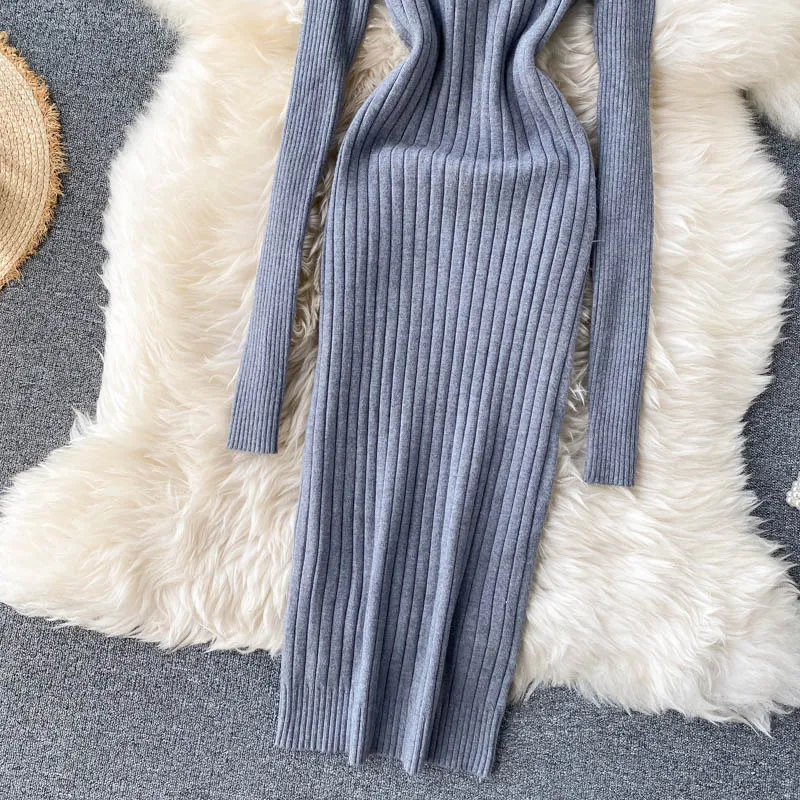 Kvinder Turtlneck Strikket Kjole 2020 Efterår Og Vinter Elastisk Solid Slank Kappe Kjole Koreanske Varmt, Blødt Elastisk Sweater Kjole