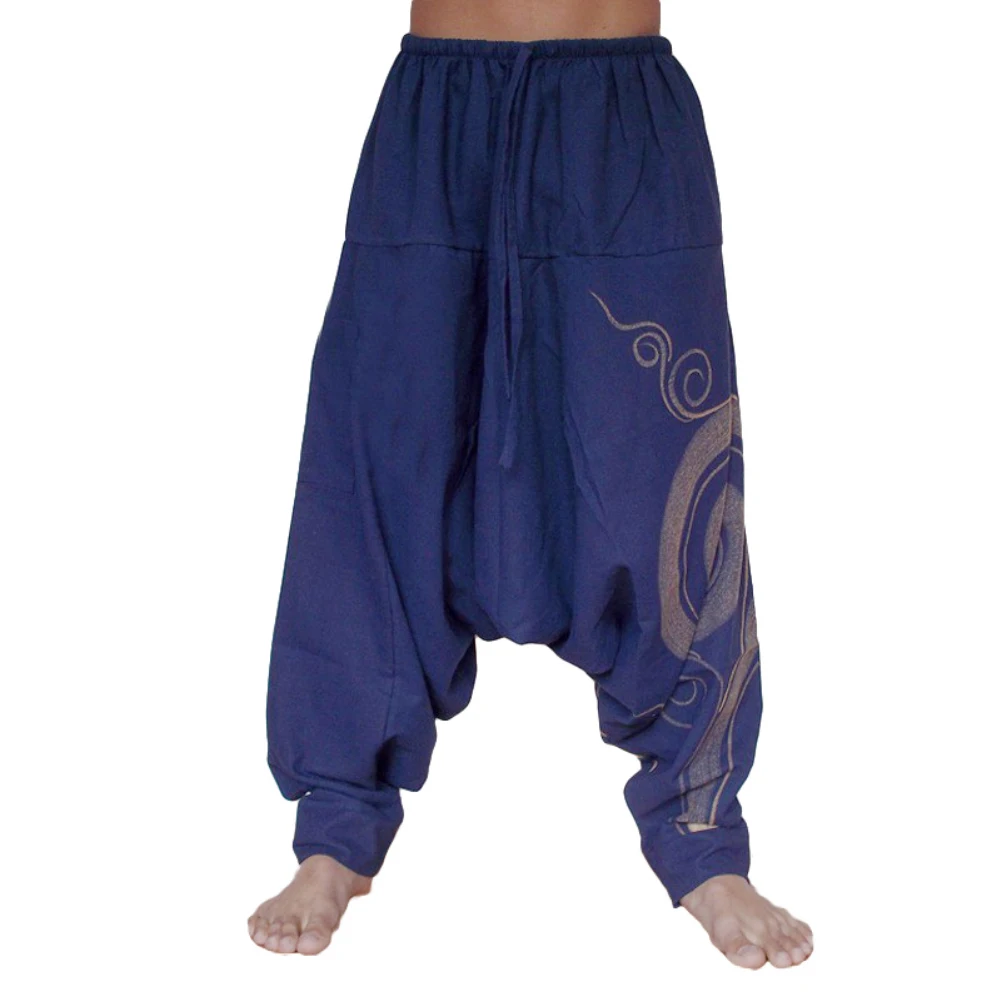 Mænd Casual Harem Bukser Sommer Yoga Baggy Aladdin Hippie Spiral Bukser Med Print