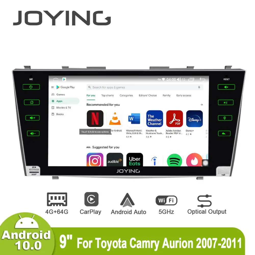 Android-10.0 9 tommer 2 din radio bil 4GB+64GB hoved enhed, GPS-Navigation Octa Core til Toyota Camry 2007-2011 understøtter 3G/4G DSP BT