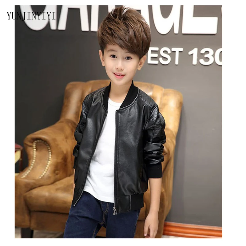 Hot boy jacket efterår og vinter fashion koreanske børn plus velvet varm bomuld PU læder jakke drenge tøj