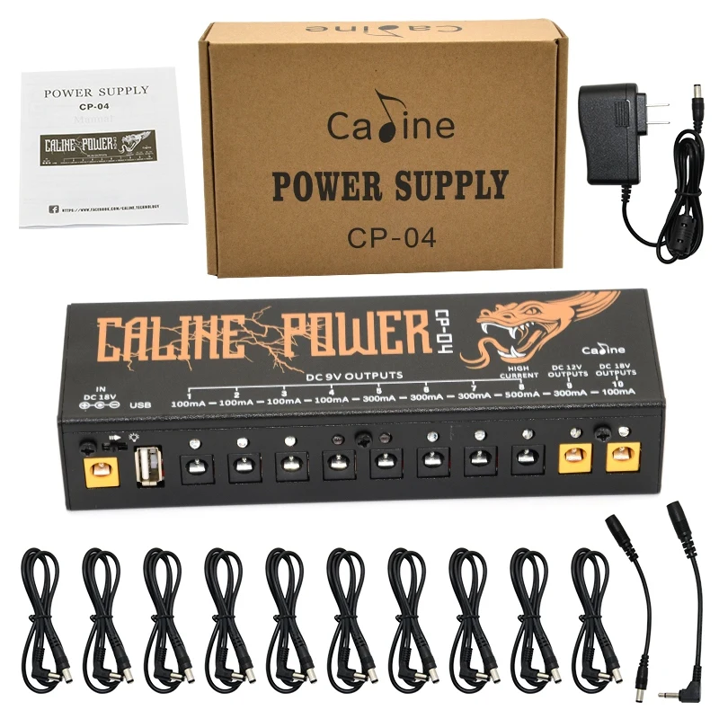 Caline Cp-04 Guitar Pedal Power Supply 10 Isoleret Output Power Tuner Kortslutning /Overstrømsbeskyttelse Guitar-Effekt-Strøm