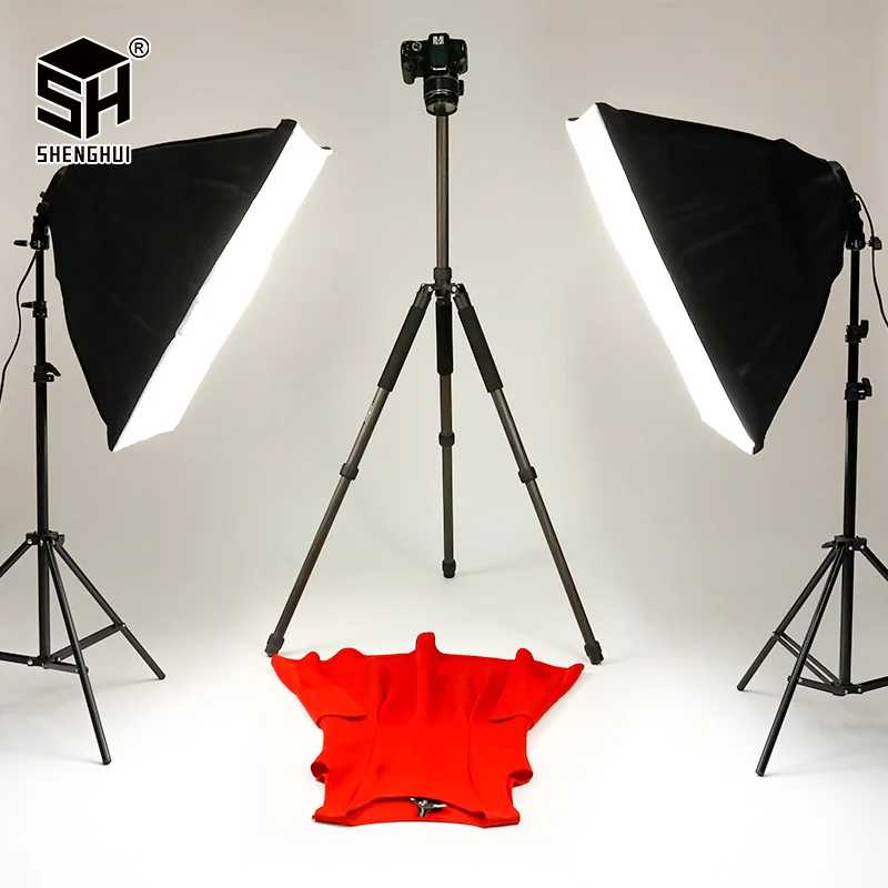 SH Softbox Belysning Kit Fotografering Løbende 50x70CM Let og Blødt Feltet Til Foto-Studio Med 8STK E27 Sokkel Belysning Pærer