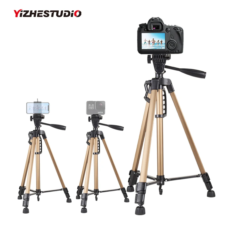 Yizhestudio Profesional Kamera Trefod Aluminium 50-140 cm Universal Justerbart Stativ, holder til iPhone X 7 6S phone clip