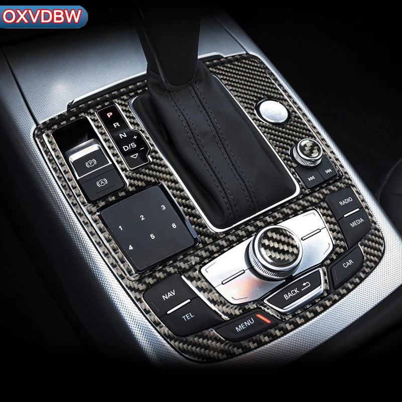 Tilbehør til bilen kulfiber Gear Panel Shift Auto Mærkat Indretning For Audi A6 C7 interiør trim 2011-2018 LHD RHD Bil Styling