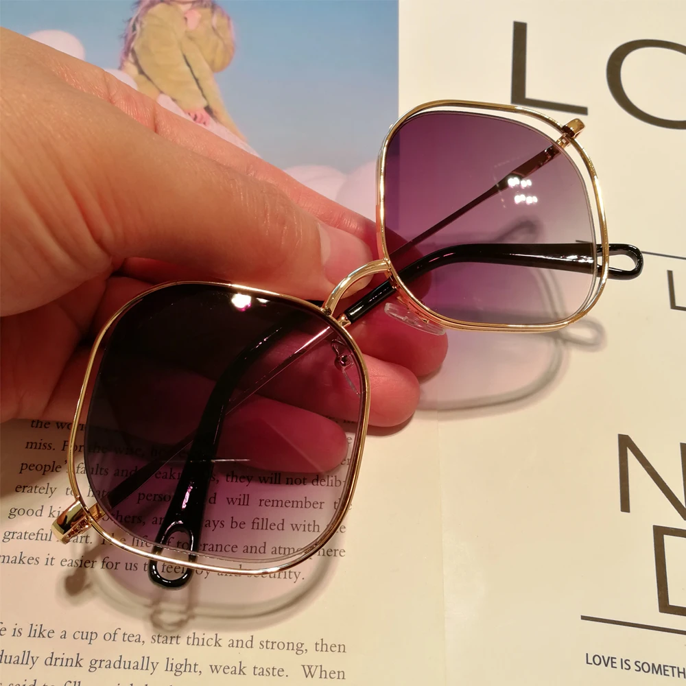 QPeClou 2020 Vintage Metal Hule Solbriller Kvinder Brand Designer Unikke Rhombus Sol Briller Kvinde Mode Farve Oculos De Sol
