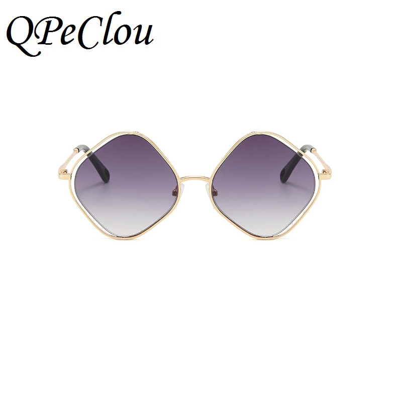 QPeClou 2020 Vintage Metal Hule Solbriller Kvinder Brand Designer Unikke Rhombus Sol Briller Kvinde Mode Farve Oculos De Sol