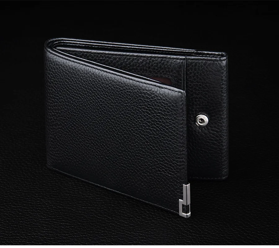 WILLIAMPOLO Trifold-Wallet-Sammenklappelig Kort Mænds Pung i Ægte Læder Pung Sort Brun Coin Pocket Card Holder Mode 3 Folder