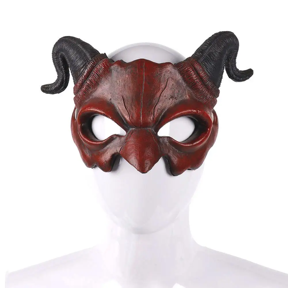 Halloween Carnival Part Maske PU-Skum Halve Ansigt Horn Djævelens Maske for Kvinder Halloween Party Dress-up Masquerade Dekorationer