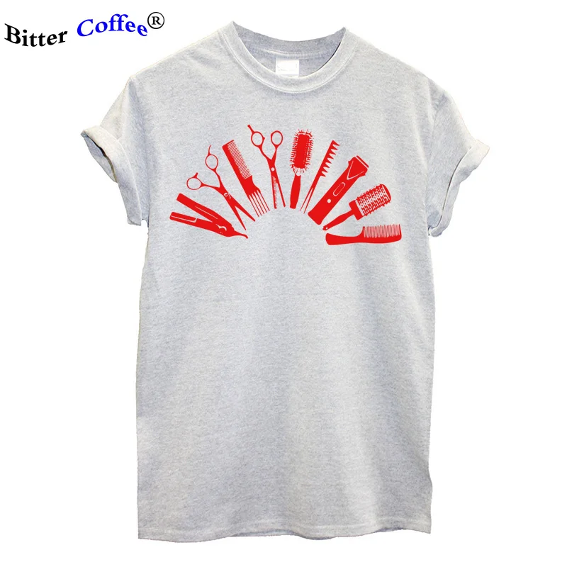 Frisør-Våben T-Shirt Kvinder kortærmet O-Hals Bomuld Hjertebanken af Frisør T-shirt Piger Kvinde Saks Tøj Toppe