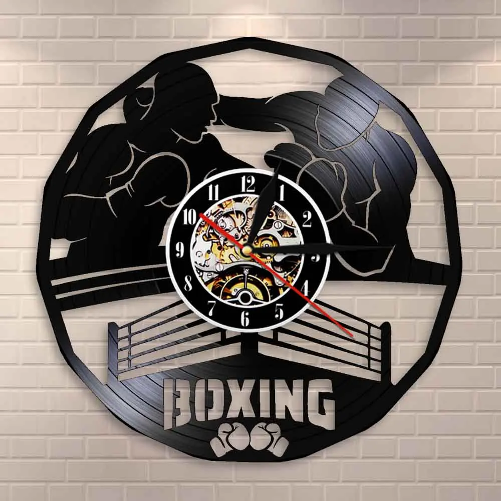 Boksning Fitness Tegn Boxing Kampsport Vægur Madville Wall Decor Pugilism Boksning Main Event Vinylplade Vægur Boxer Gave