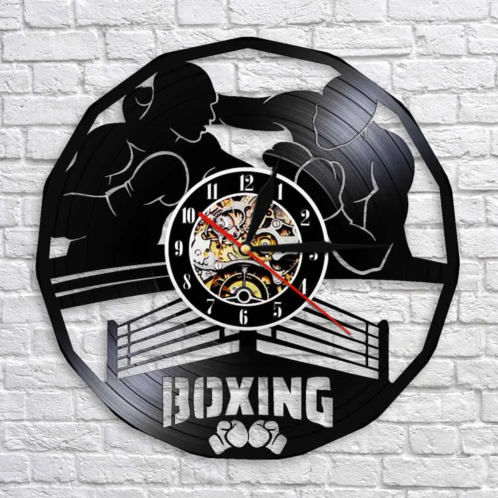Boksning Fitness Tegn Boxing Kampsport Vægur Madville Wall Decor Pugilism Boksning Main Event Vinylplade Vægur Boxer Gave