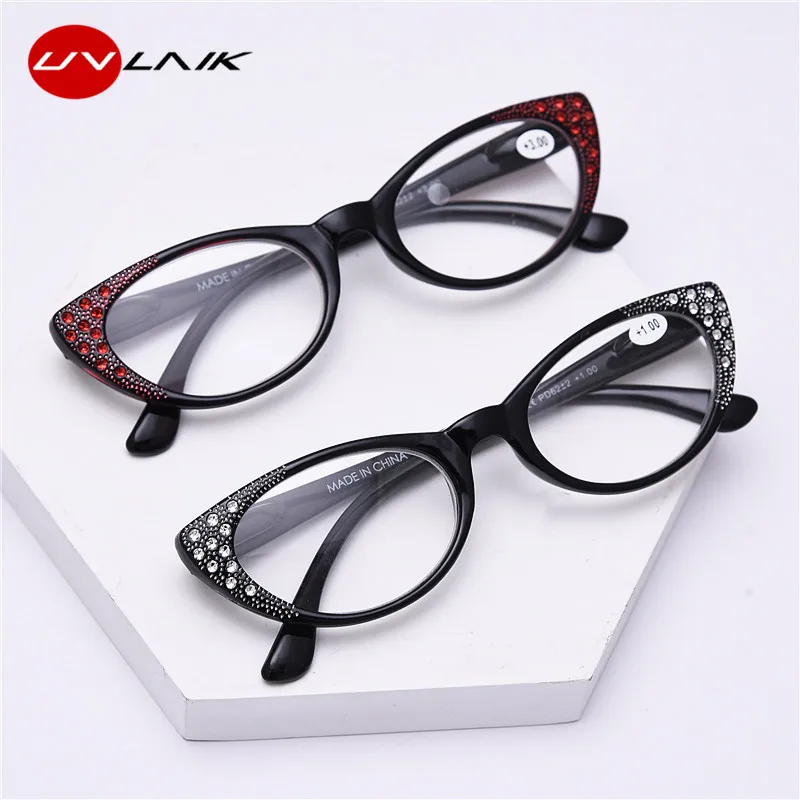 UVLAIK Cat Eye Briller til Læsning Kvinder Diamant Presbyopic Luksus Optiske Briller Langsynethed Briller Damer Briller