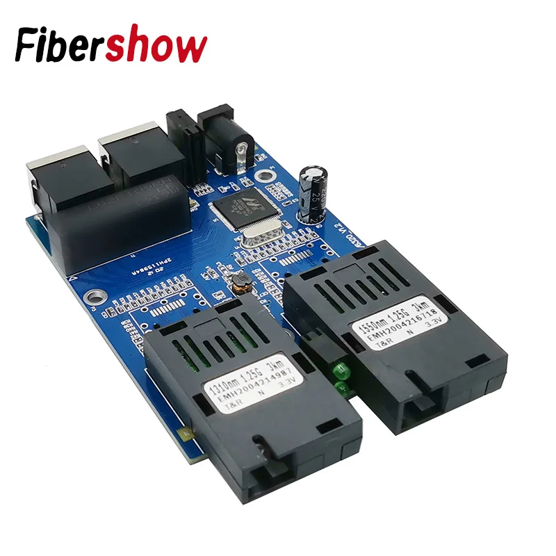 10/100/1000M Ethernet fiber switch 2 RJ45 UTP 2 SC fiber Gigabit Fiber Optiske Media Converter 2SC 2RJ45 Ethernet PCB