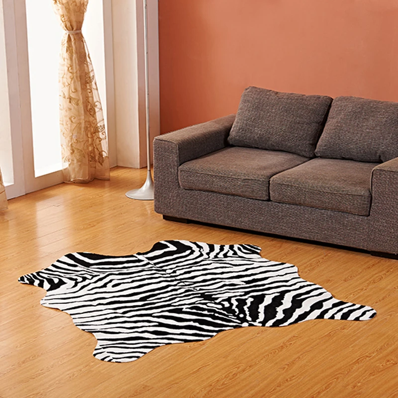 Imiteret skind Tæppe 140*160 cm Non-slip Ko-Zebra Stribet Område Tæpper og Tæpper Til Hjemmet Stue, Soveværelse gulvmåtte