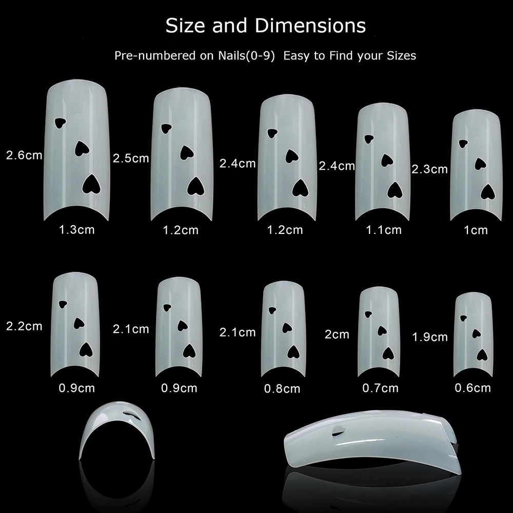500pcs Grid Hjerte Form Kraniet fransk Falske Akryl Nail Tips Full/Half Dækker Tips Kisten Falsk Søm UV Gel Manicure