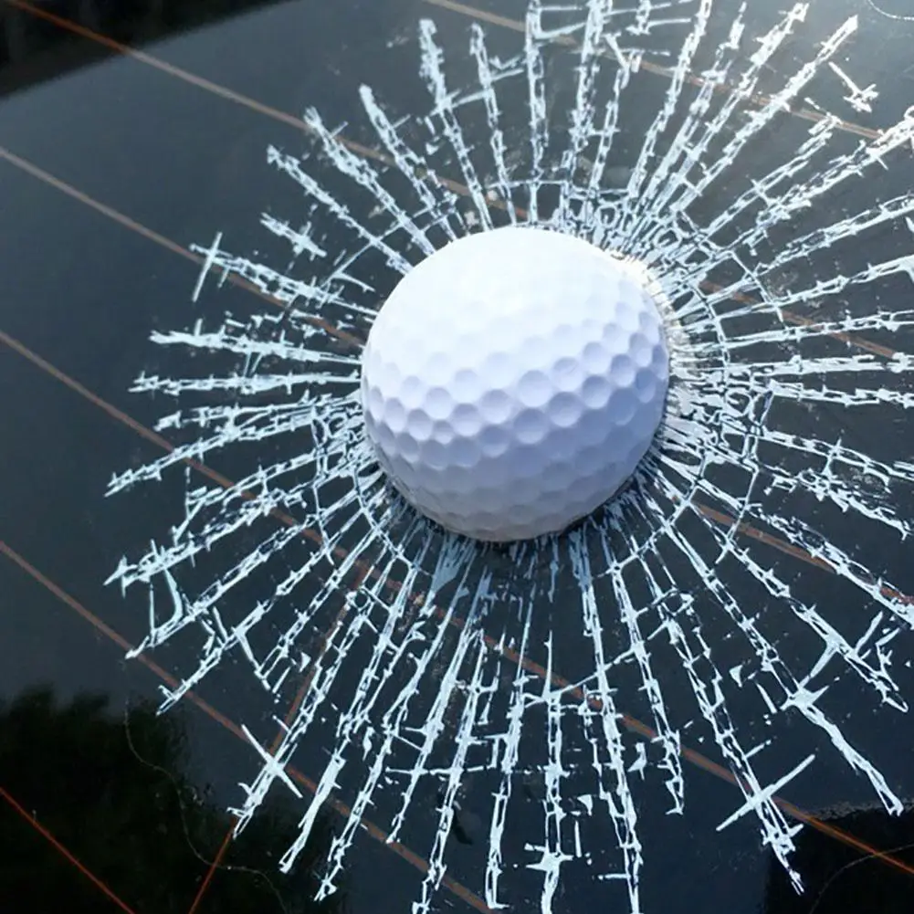 Bil 3D-Mærkat Hvid Golf Bold, Fodbold, Basketball, Tennis, Baseball Ramt Glas Vindue Klistermærke i Forruden