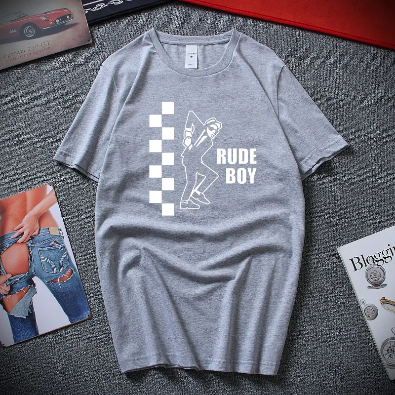 Retro SKA Rude Boy T-shirt Reggae Specials 2 Tone Skinhead Punk Rock Musik Toppe Tee Nye Cool Mænds tøj, Bomuld, T-shirt