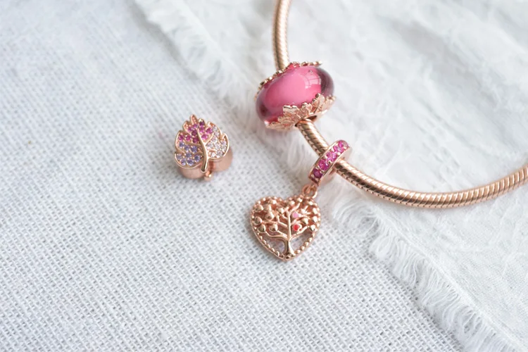2019 Efteråret Nye Pink Murano glas Charm Perler passer Oprindelige pandora Armbånd Kvinder DIY Smykker
