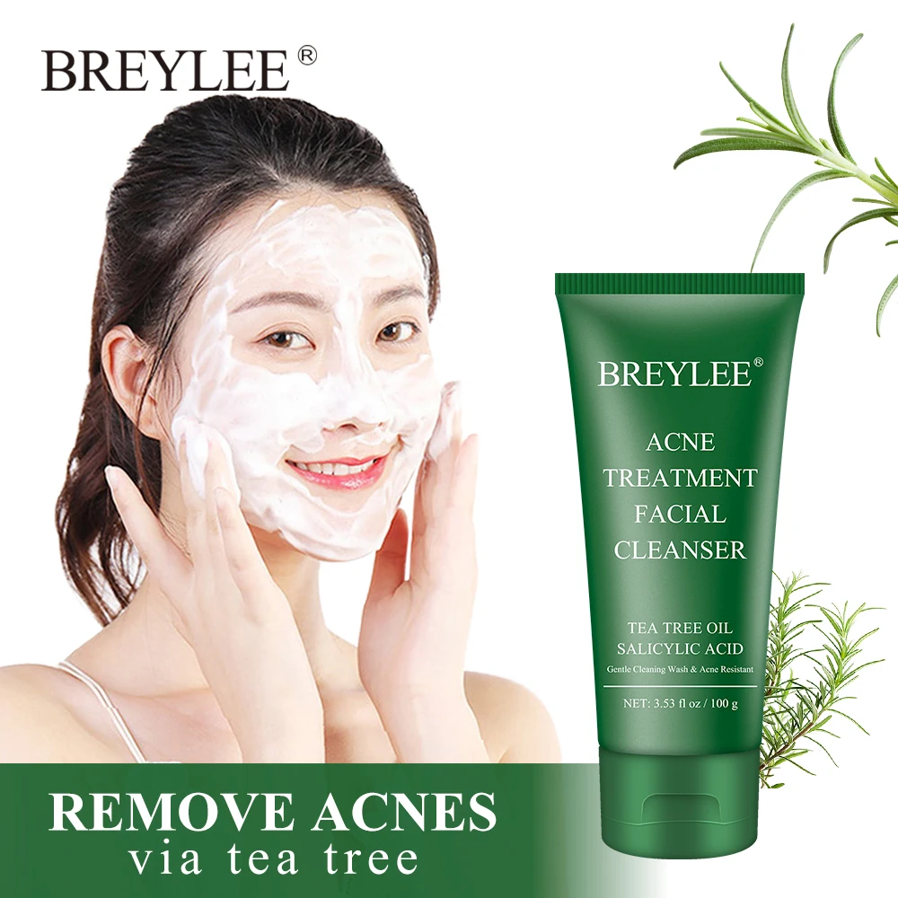BREYLEE Facial Cleanser Acne Behandling Ansigt Udrensning Vask Maske, Skin Care Cleaner Skrumpe Pore Oil Control Fjerne Hudorm 100g
