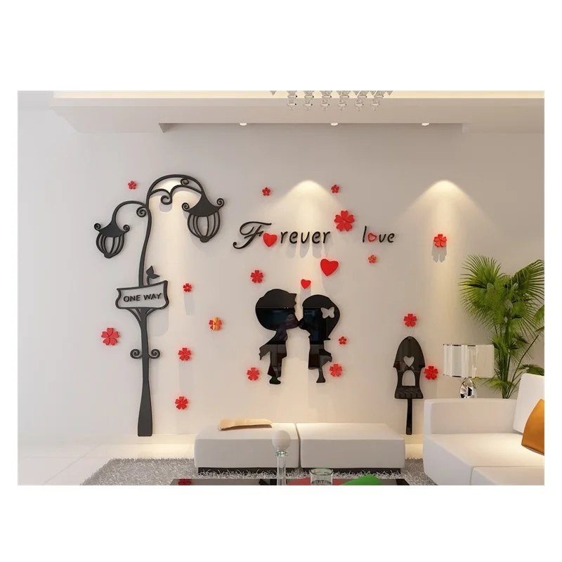 1pc Gade Lampe Kærlighed 3D Akryl Crystal Wall Sticker Til Bryllup Værelse Vægmaleri Hjem Indretning Rum Decals Tapet 3D Klistermærker