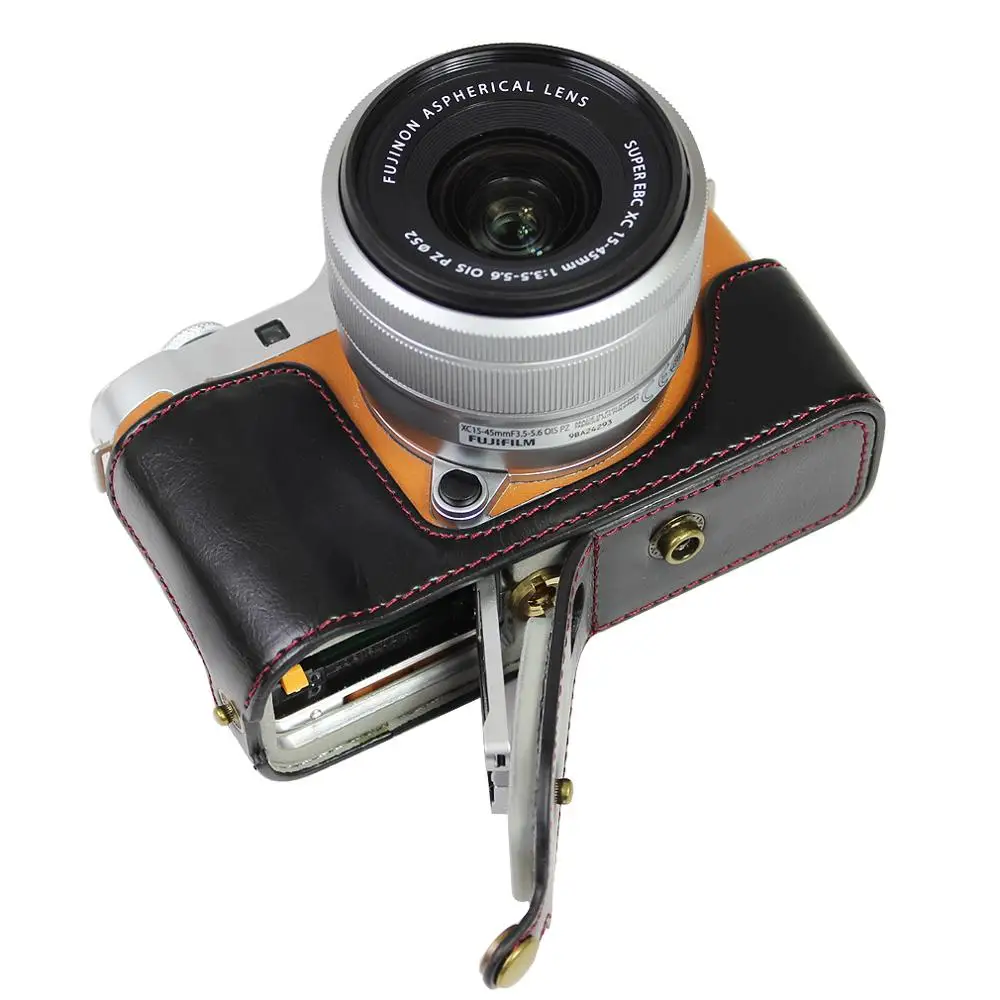Full body Præcis Pasform PU læder digitalt kamera, hvis taske cover med strop til Fuji fuji, XA7 X-A7 15-45mm objektiv