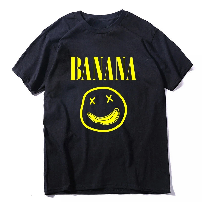 COOLMIND bomuld kortærmet banan sjove mænd T-shirt, casual løs o-hals smil mænd t-shirt med o-hals t-shirt til mænd t-shirts