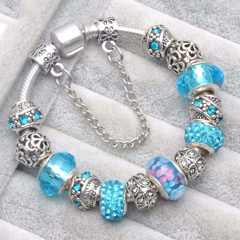 TOGORY Julegave Krystal Runde Perler Armbånd Passer Oprindelige Perler Armbånd Armbånd Til Kvinder, Par Pulsera Smykker