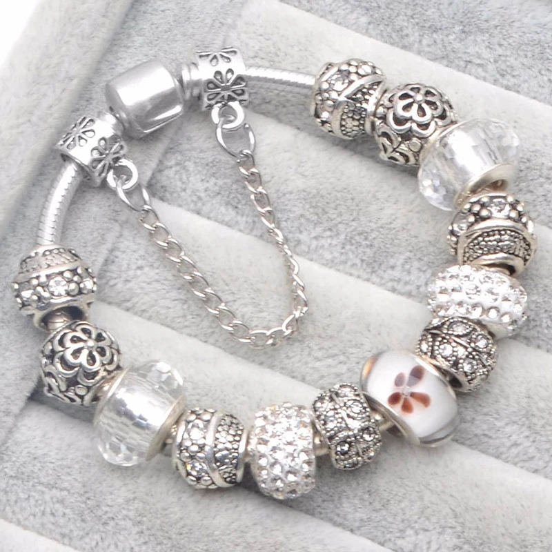 TOGORY Julegave Krystal Runde Perler Armbånd Passer Oprindelige Perler Armbånd Armbånd Til Kvinder, Par Pulsera Smykker