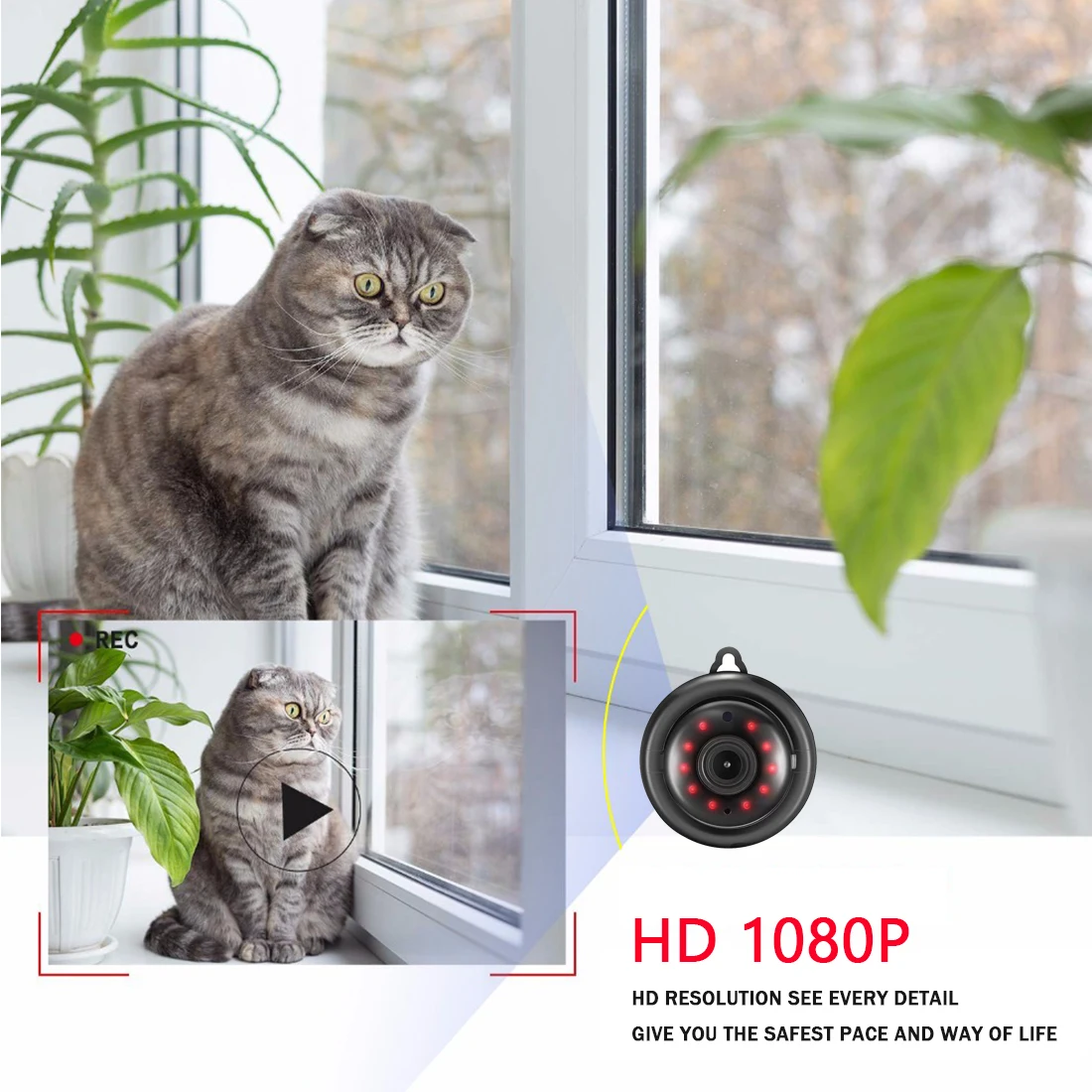 WIFI Kamera Home Security Wireless HD IP-Kamera To-Vejs Audio Night Vision Video Monitor 360 Graders Panoramaudsigt