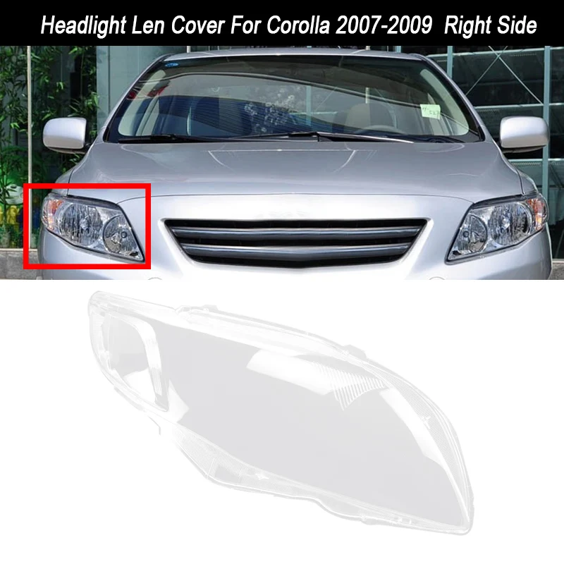 For Toyota Corolla 2007-2009 Bil Side Forlygte Klar Linse Dækker Hoved lampe Lampeskærm Shell