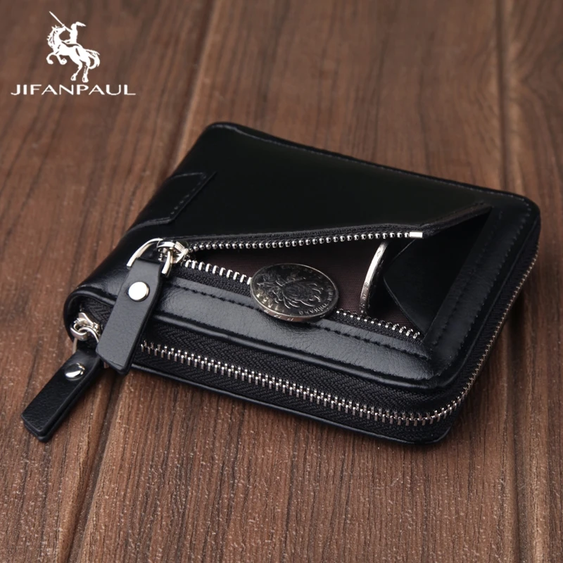 JIFANPAUL Nye mænds tegnebog brand design af høj kvalitet læder lynlås dollar retro multi-funktion stor kapacitet mønt pung mænd