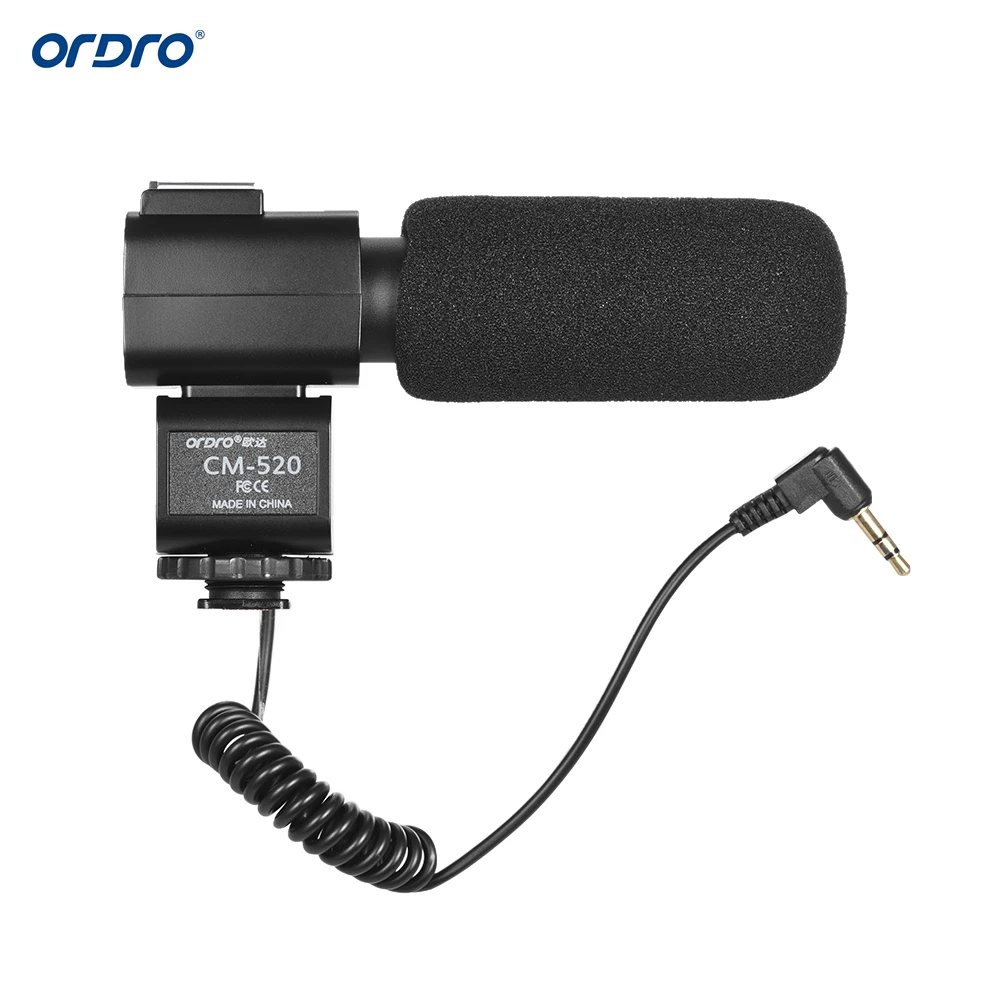 ORDRO CM-520 Ekstern Mikrofon med Super Nyre Electret Condenser-Mikrofon w/Hot Shoe Mount til Canon Nikon Sony DSLR-DV-Camcorder