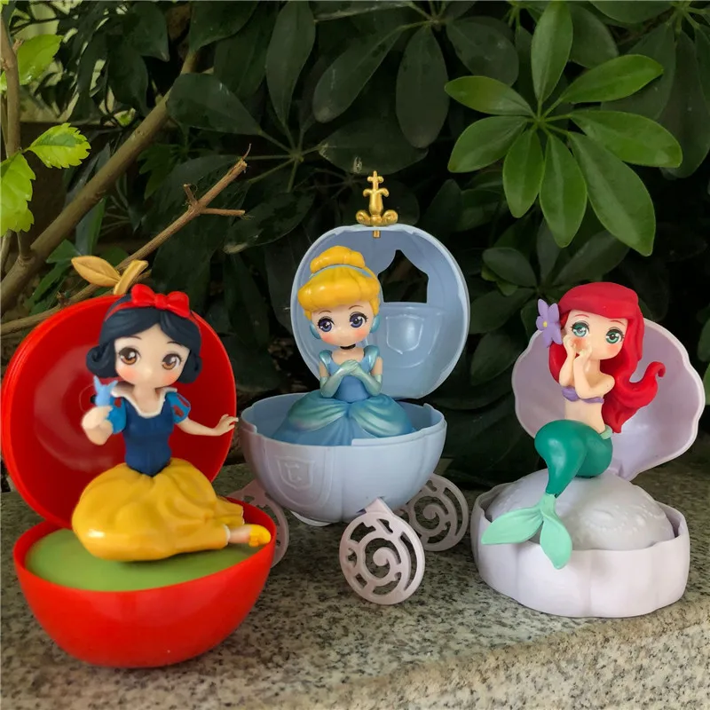 3 stykker/sæt kapslen legetøj Kreative Prinsesse Snehvide Havfrue dukke gave til børn Kage dekoration legetøj til pige