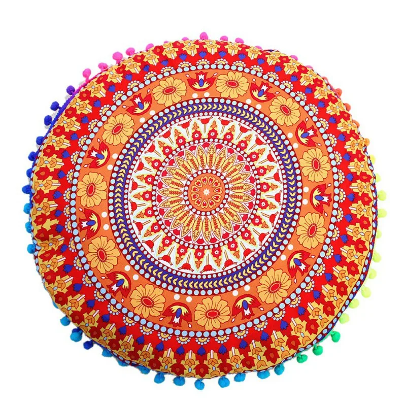 Smarte Runde Indiske Mandala Mønster Pudebetræk Boheme Puder Magiske Farverige Stil Pude Dække