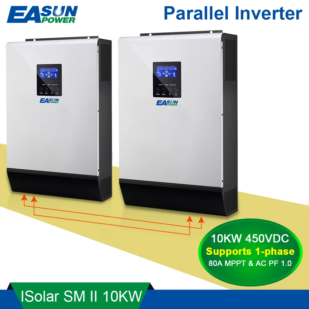 EASUN MAGT 10KW 450Vdc Solar Inverter 80A MPPT Parallel Inverter 48V 230V Ren Sinus Hybrid Inverter 80A Batteri Oplader