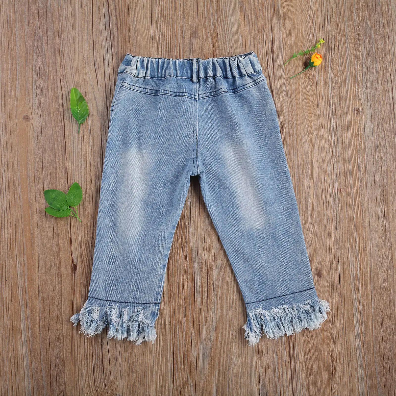 Lioraitiin Pige Bukser, Behagelig Elastisk Frynsede Jeans, Bukser til Børn Ferie fødselsdagsfest Ferie Fotografering