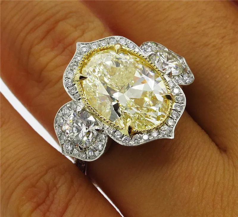 Unikke Løfte ring sæt 925 Sterling sølv Cubic Zirconia Bryllup Band Ringe til kvinder, Brude Engagement Blomst Smykker