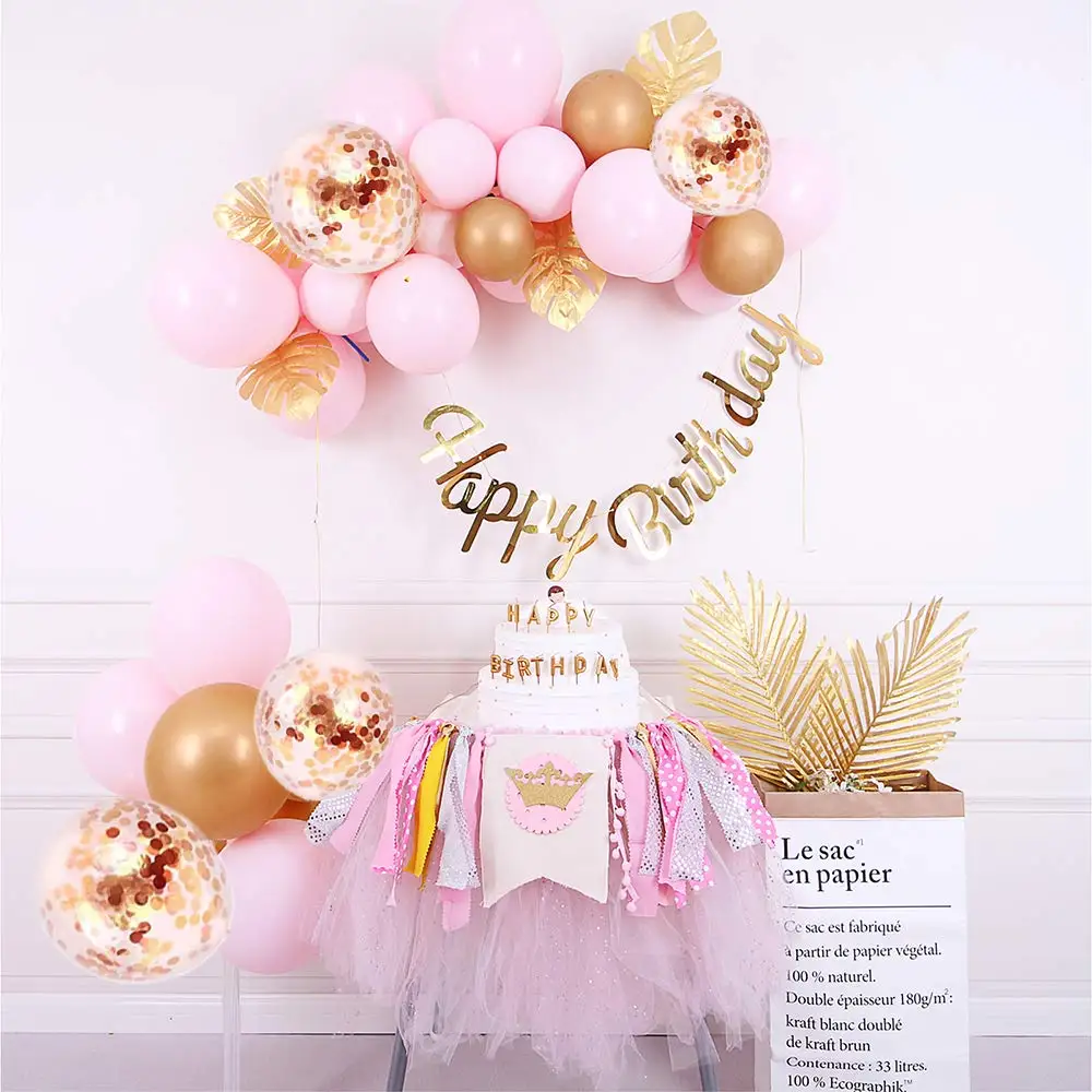 METABLE 117PCS Ballon Arch Kit med Rose Gold Pink Balloner, Konfetti-Balloner-og Metallic Balloner for Baby Shower Parter