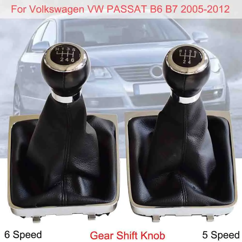 For VW Passat B6 2005 2006 2007 2008 2006 2010 2011 Car-styling Manuel 5-6-trins Gear Stick gearknop læder Håndtag Boot-Sag