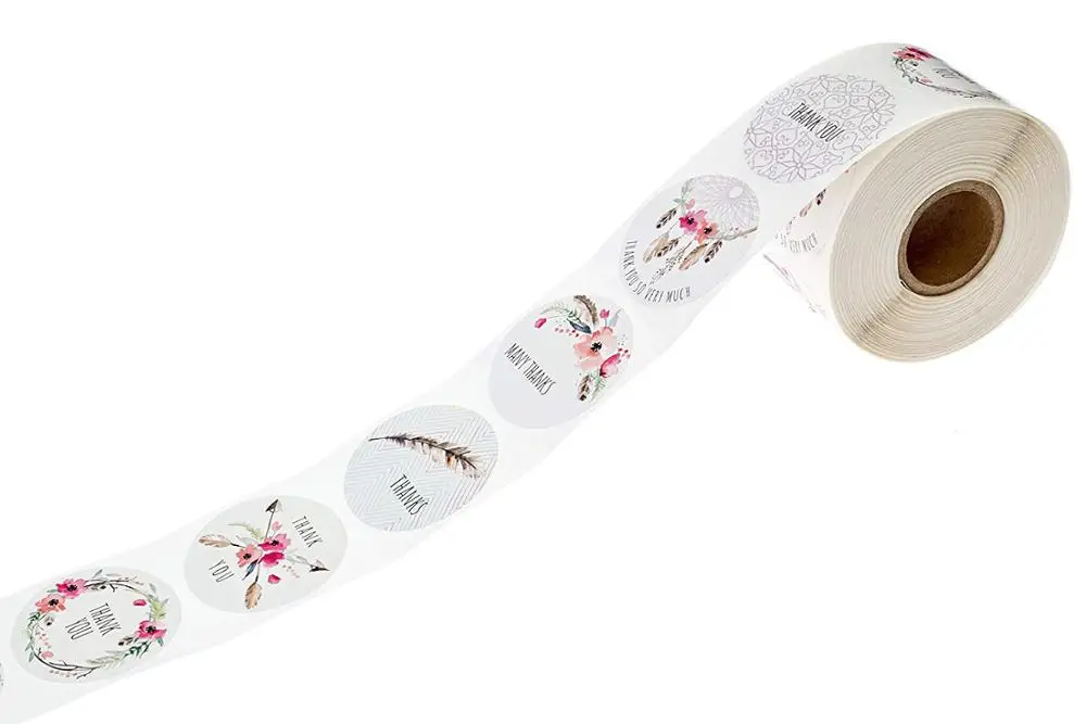 500pcs pr rulle 6 Design, blomstermotiver tak mærkat tætning etiketter julegave dekoration, klistermærke til pakke papirvarer mærkat